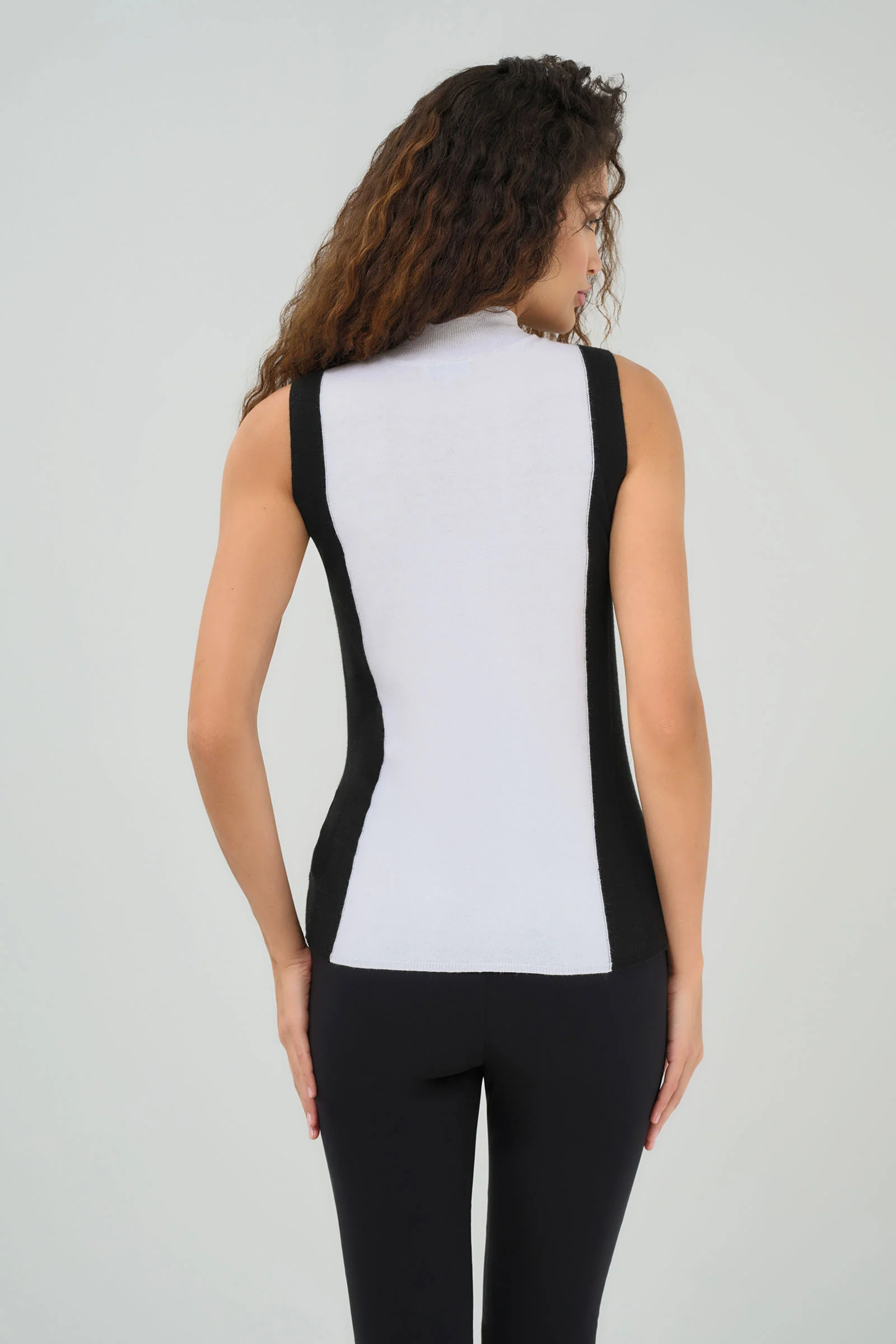 Abryl Contrast Cashmere Blend Mockneck Top - Image 3