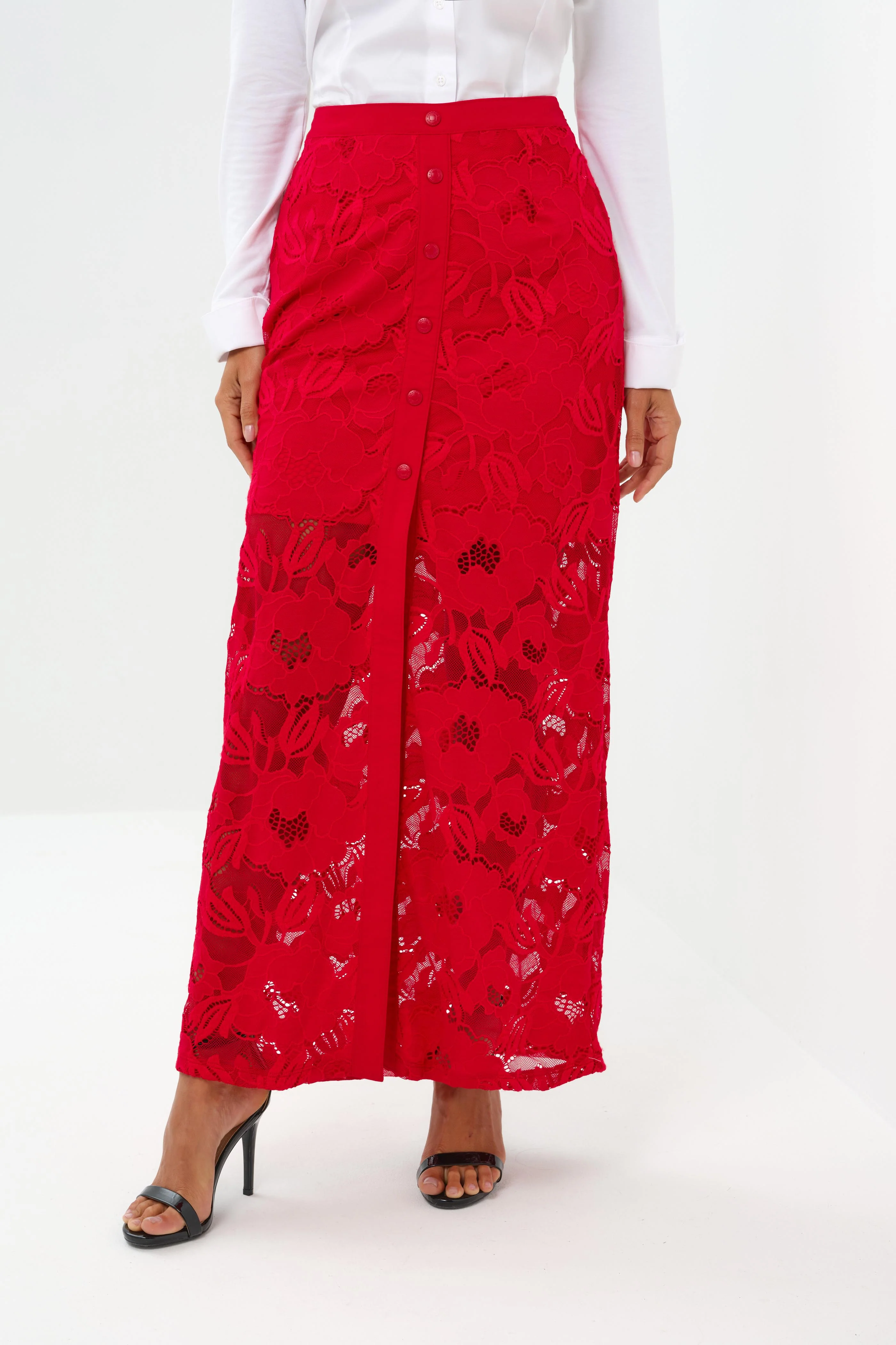 Ariel Ultralight & Lace Button Down Maxi Skirt - Image 10
