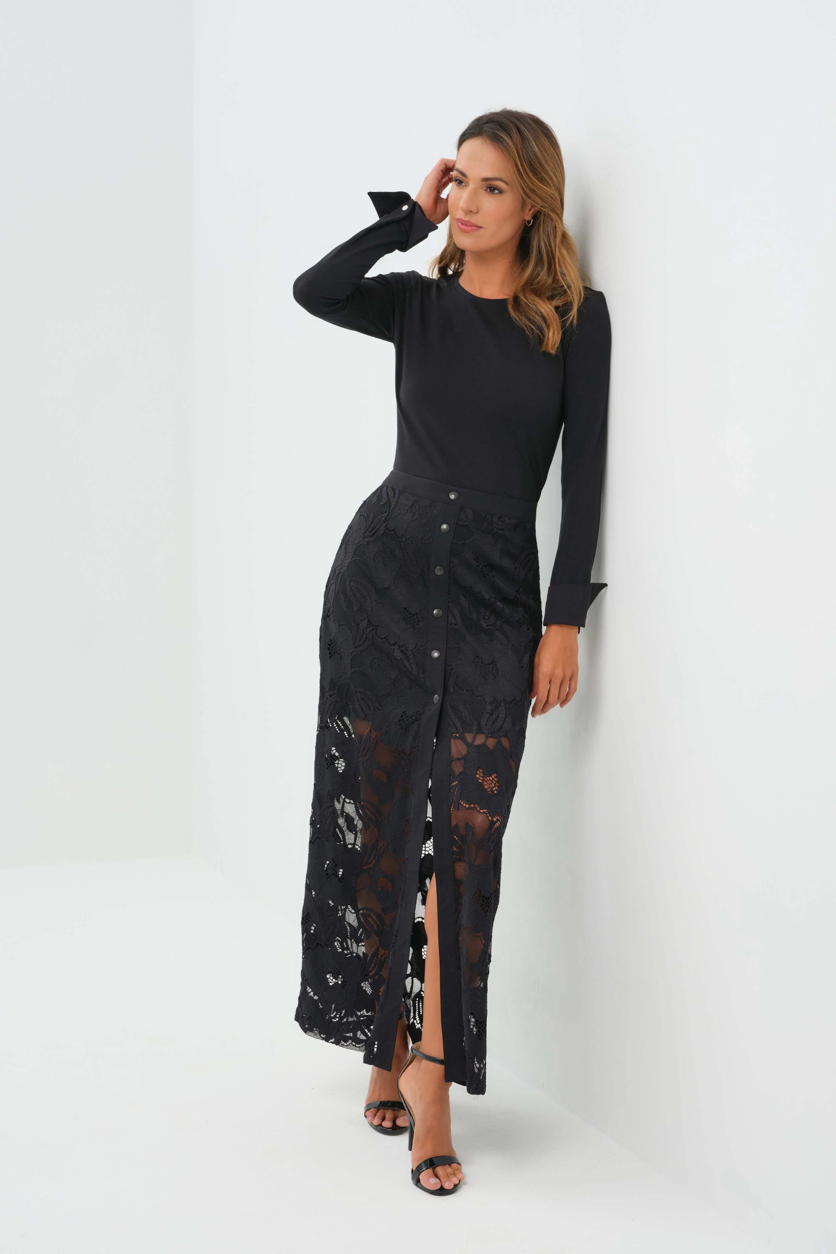 Ariel Ultralight & Lace Button Down Maxi Skirt - Image 3