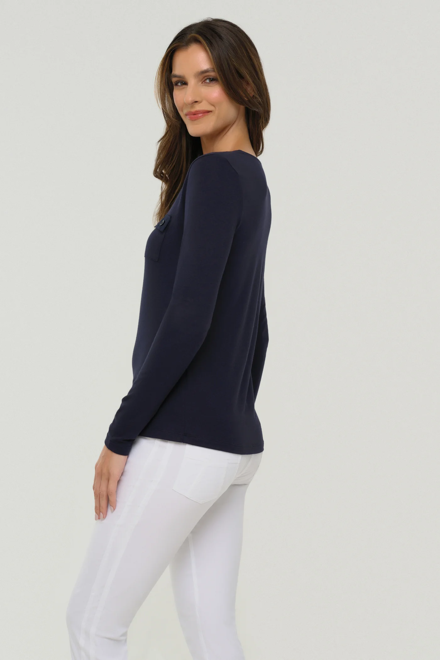 Calista Roll up Henley Top - Image 3