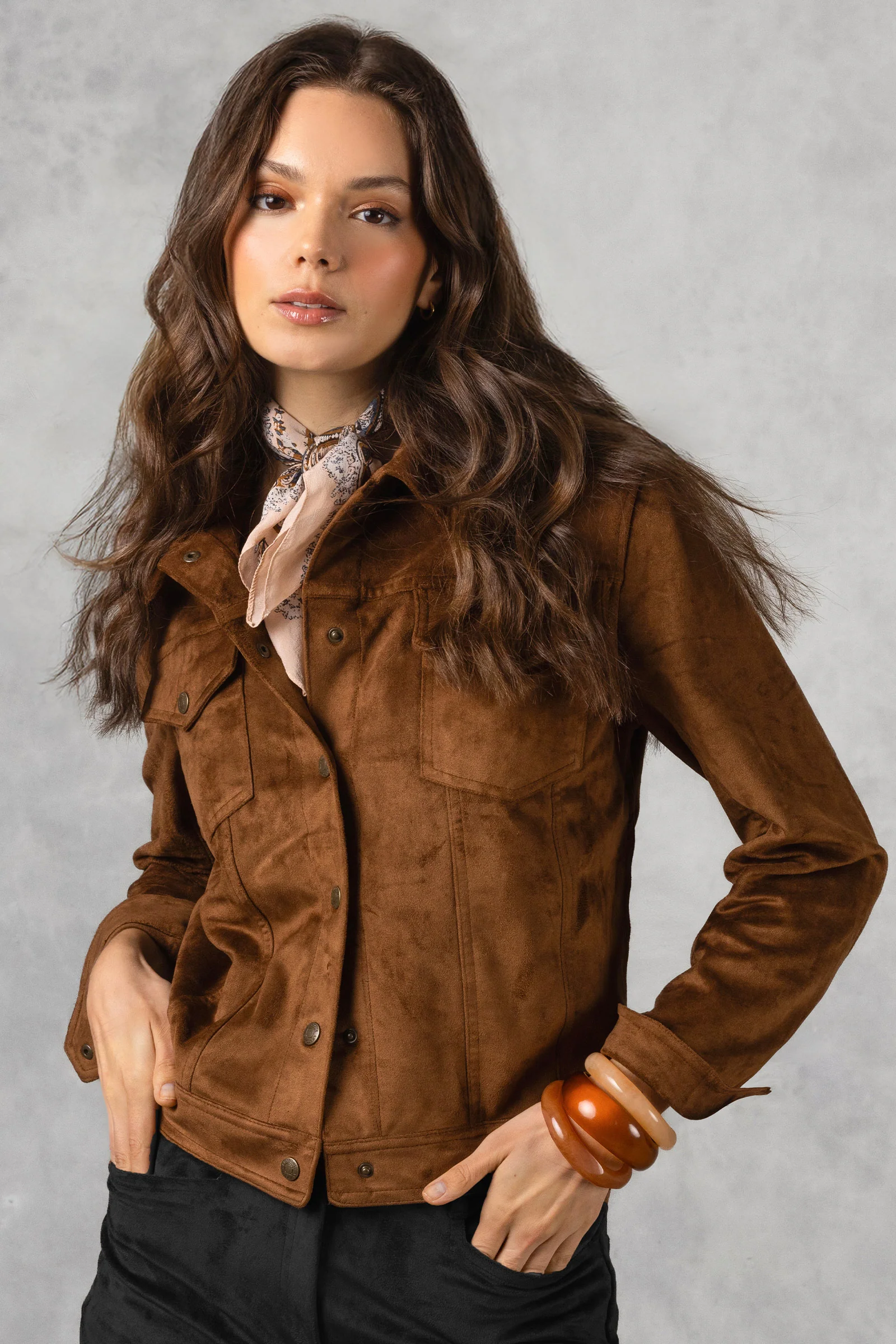 Delilah Faux Suede Trucker Jacket - Image 6