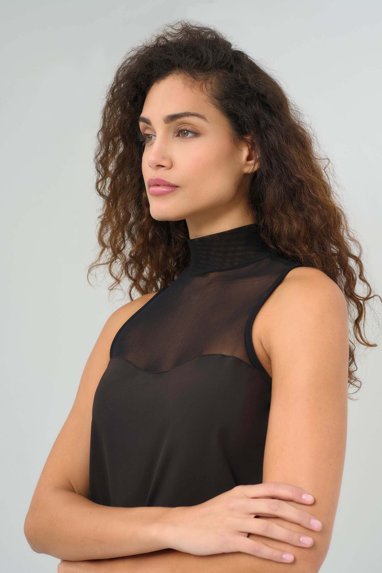 Ellen Sleeveless Mesh Mockneck Top - Image 7