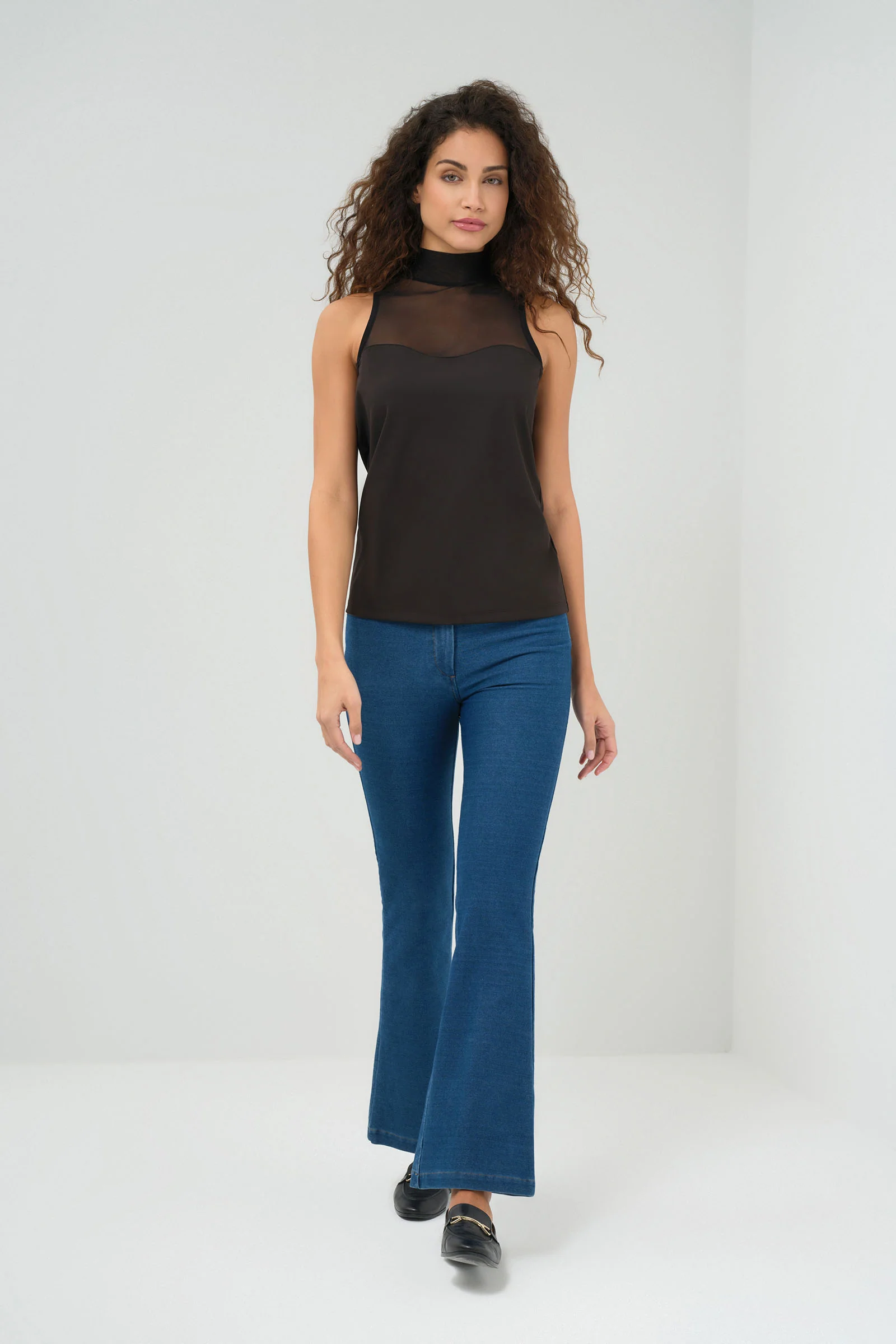 Ellen Sleeveless Mesh Mockneck Top - Image 8