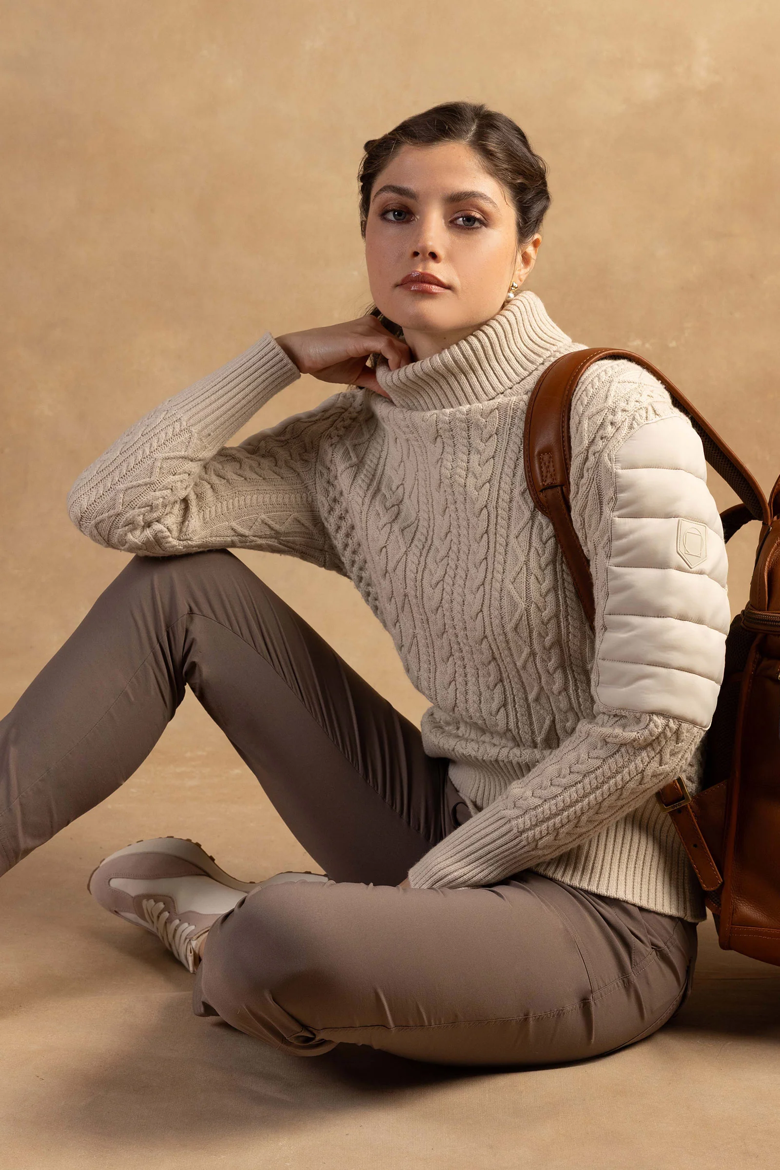 Eloisa Cableknit and Nylon Padded Sweater - Image 8