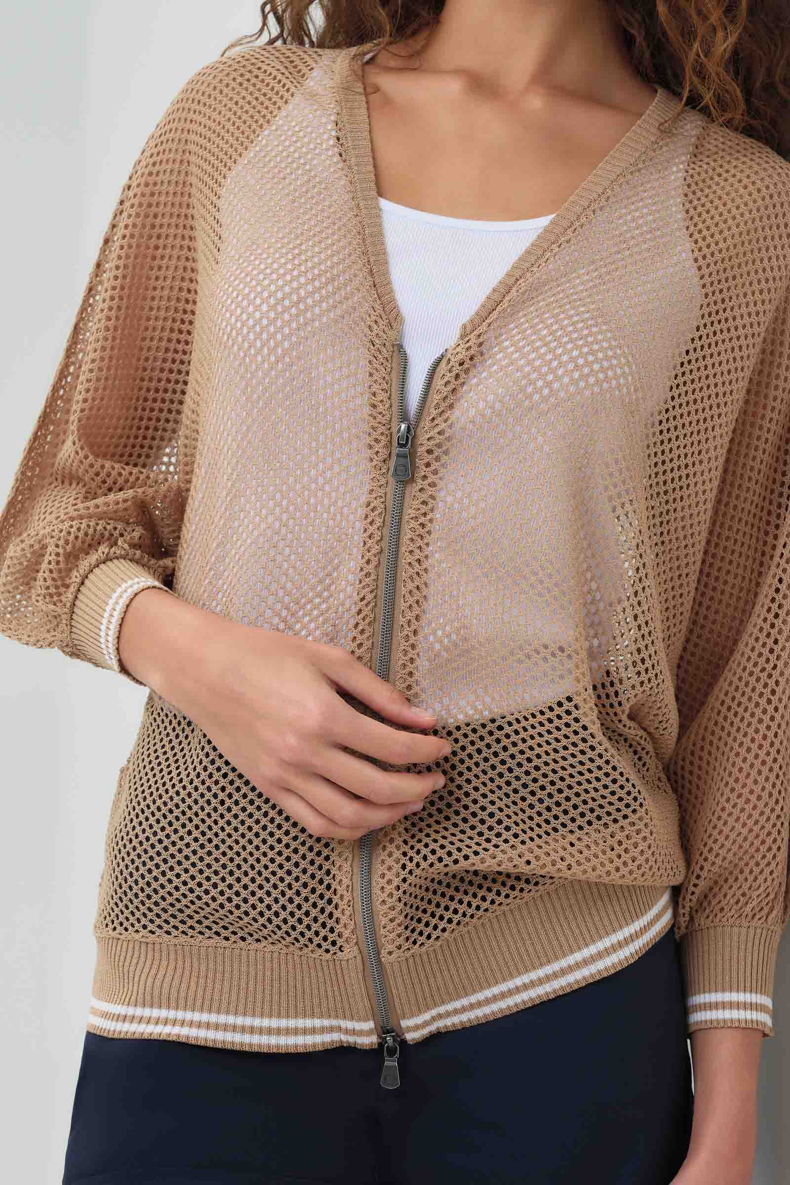 Elora Knit 3/4 Sleeve Full Zip Jacket - Image 5