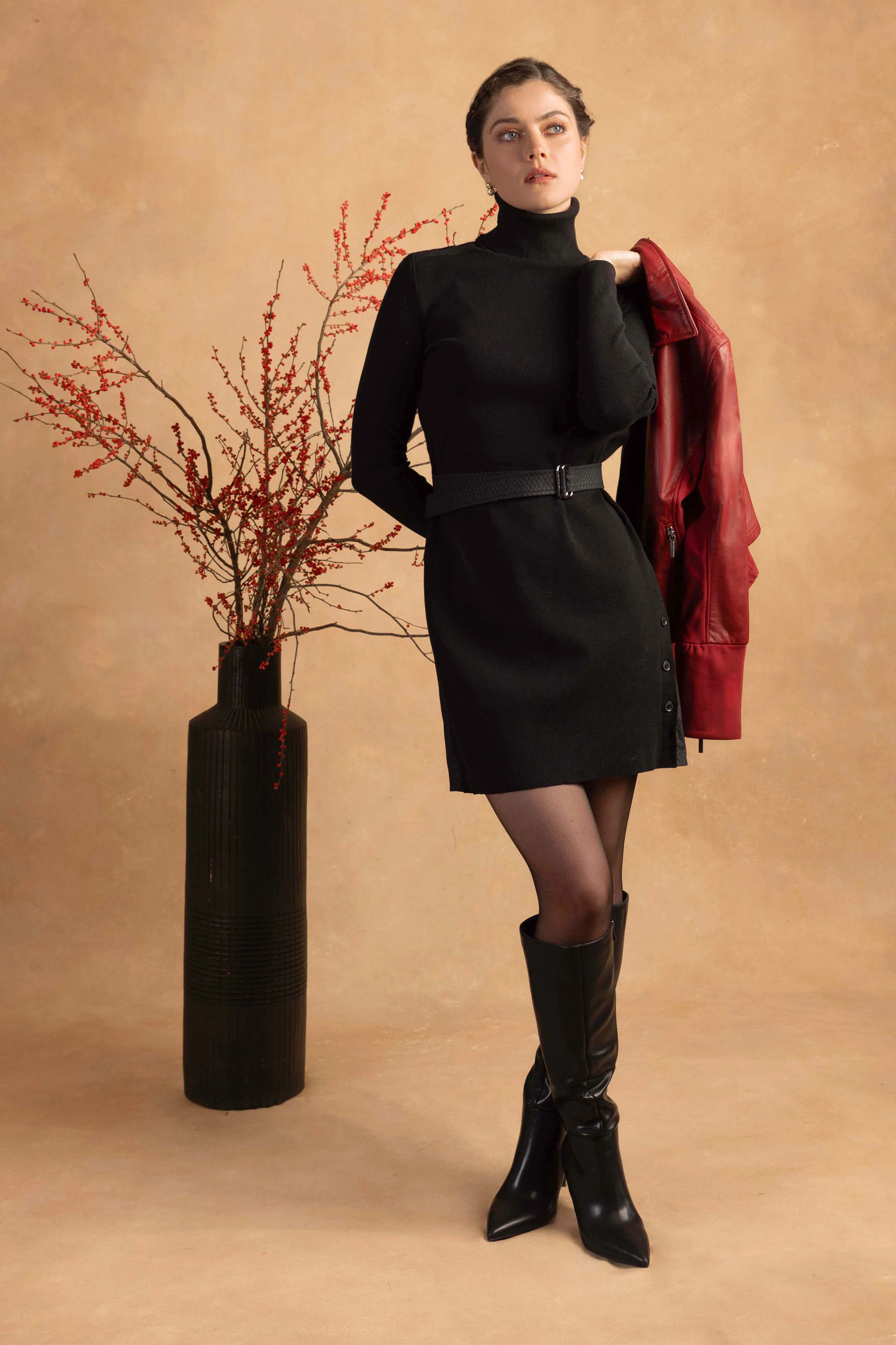 Embossed Hartley Belted Sweater Dress - Image 4