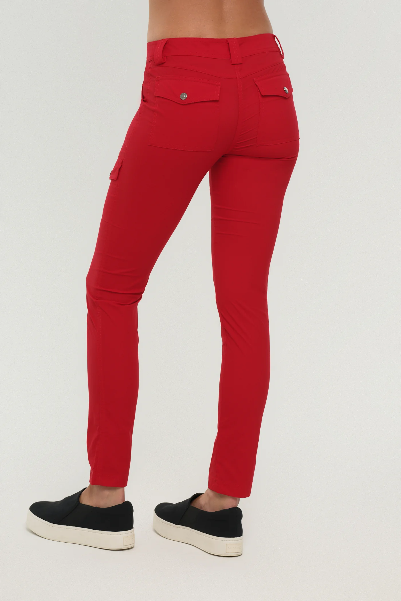 Kate Skinny Cargo Lightweight Pant in Red - Image 3