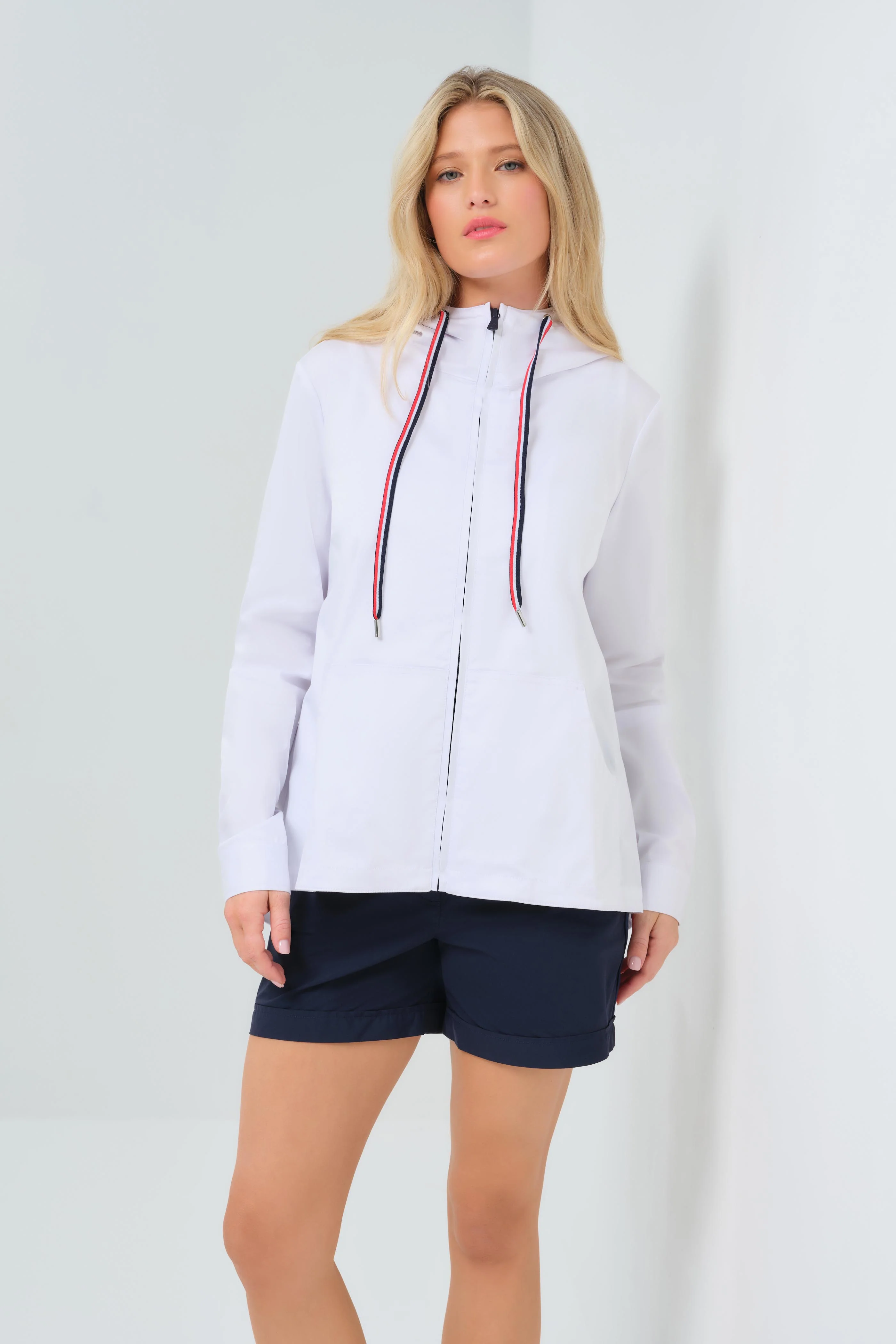 Gabi Stretch Woven Hooded Full Zip Jacket