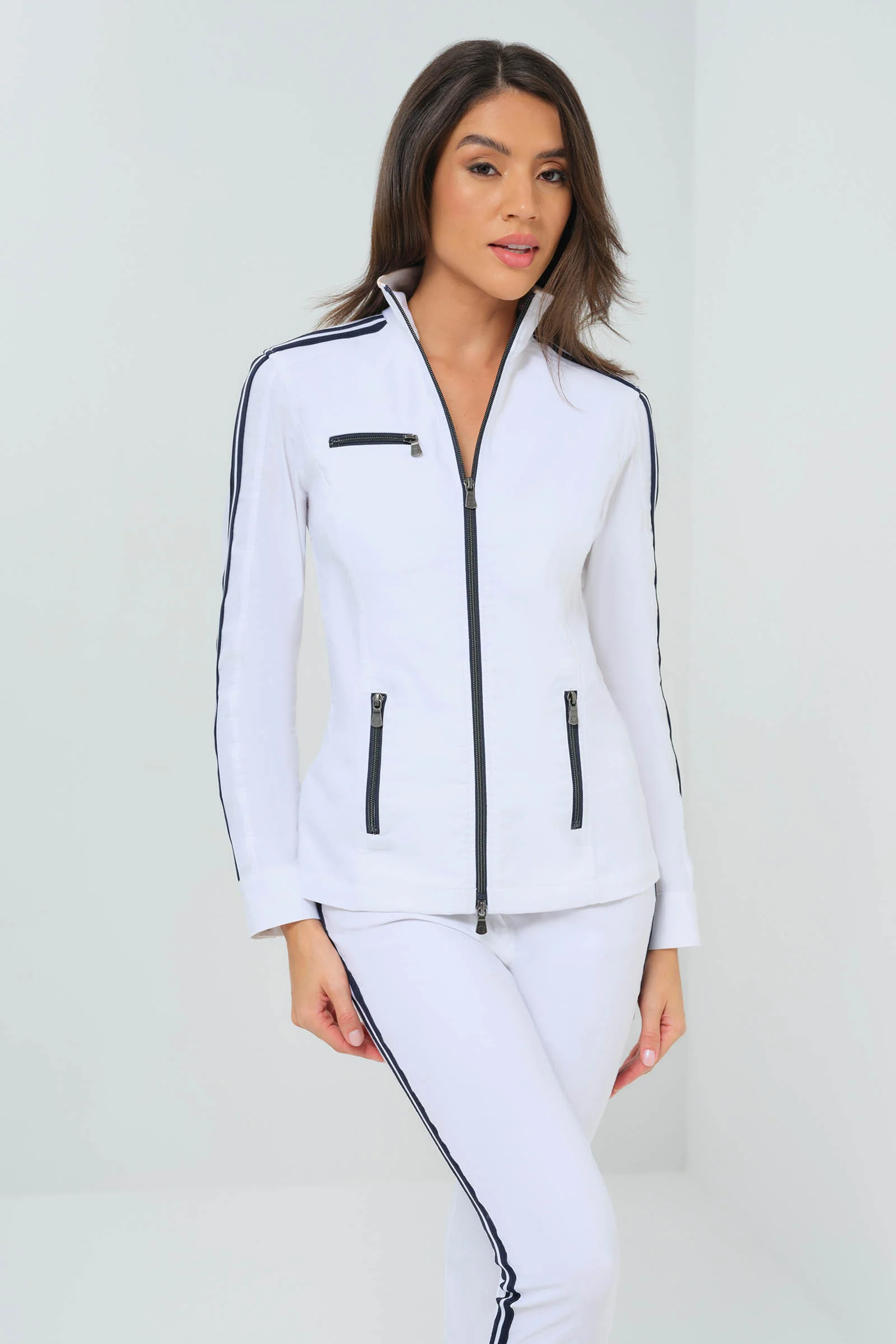 Justine Saira Zip-Up Jacket with Contrast Stripe - Image 3
