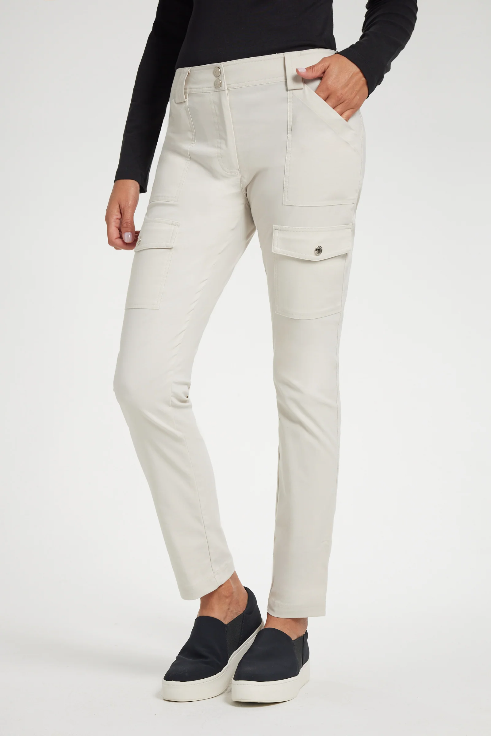 Kate Skinny Cargo Pant in Stone - Image 3