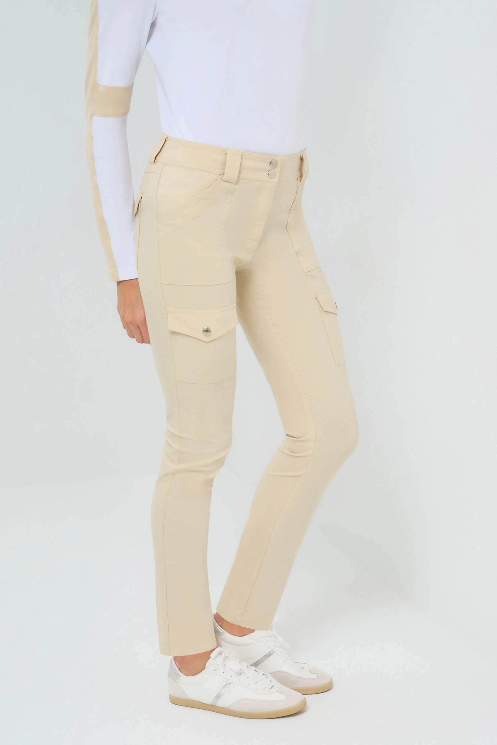Kate Skinny Cargo Pant in Wheat - Image 3