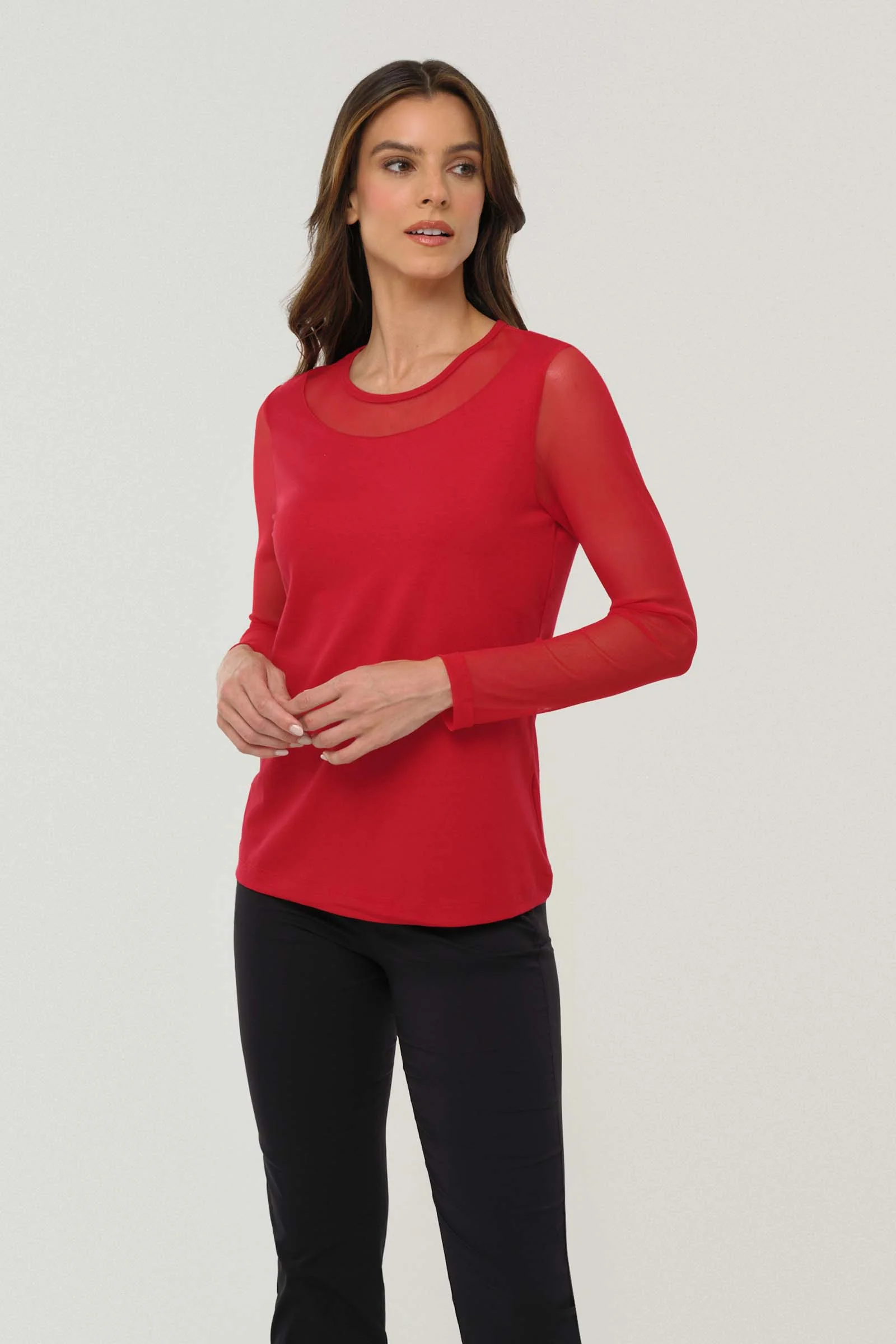 Kim Mesh-Sleeve Top in Pima Modal - Image 11