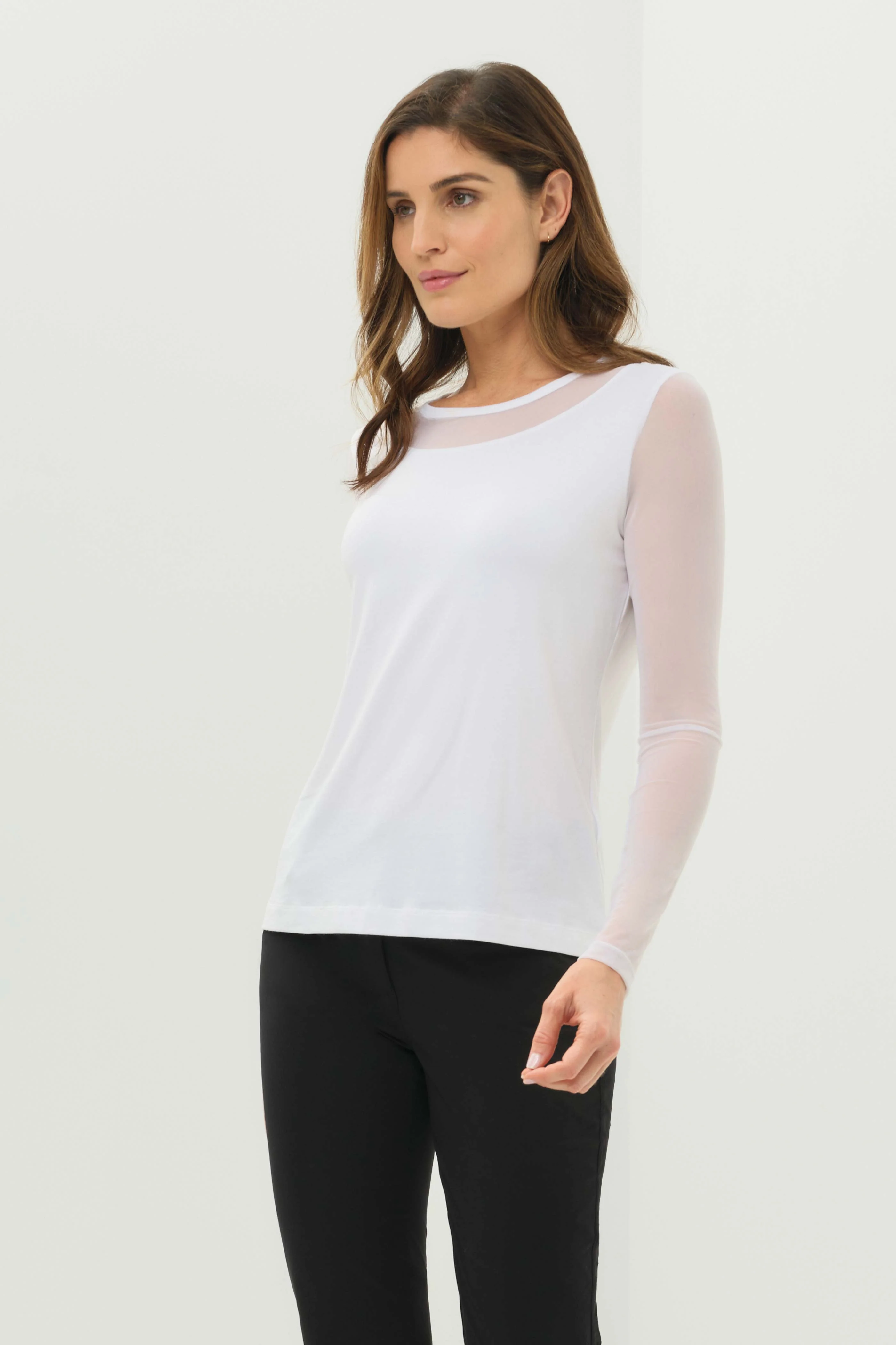 Kim Mesh-Sleeve Top in Pima Modal - Image 3