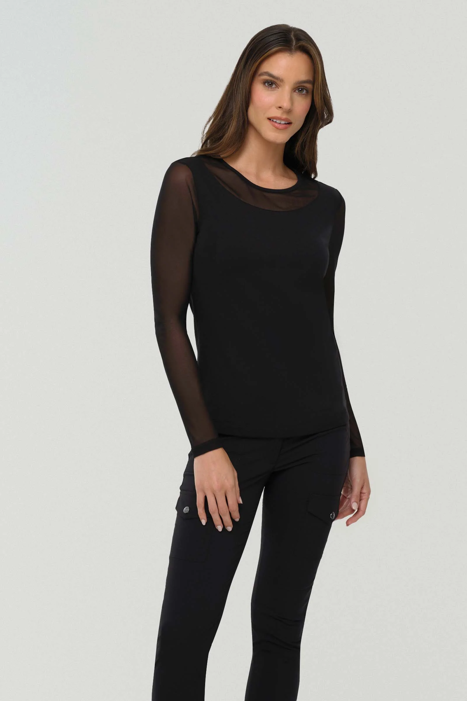 Kim Mesh-Sleeve Top in Pima Modal - Image 5