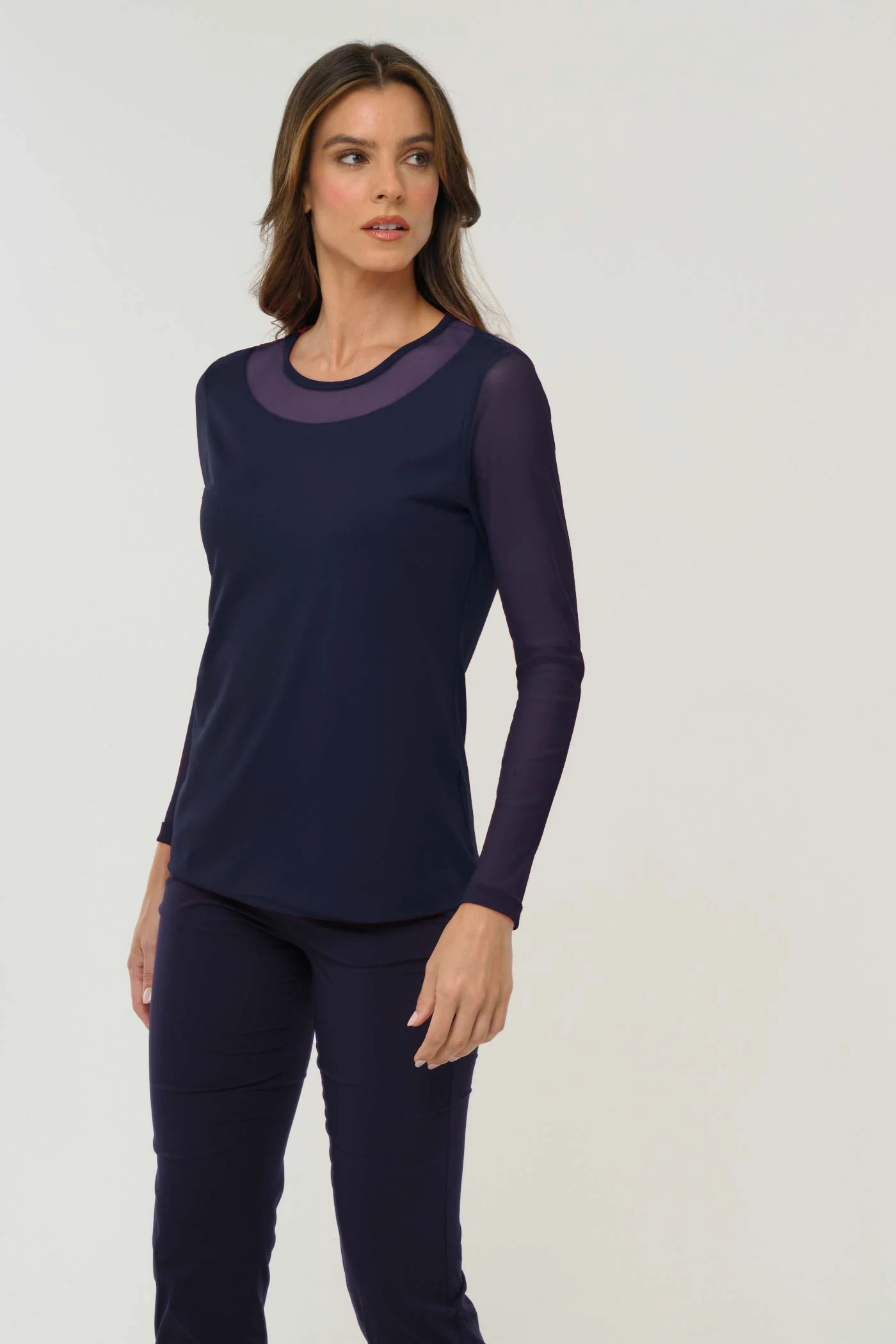Kim Mesh-Sleeve Top in Pima Modal - Image 9