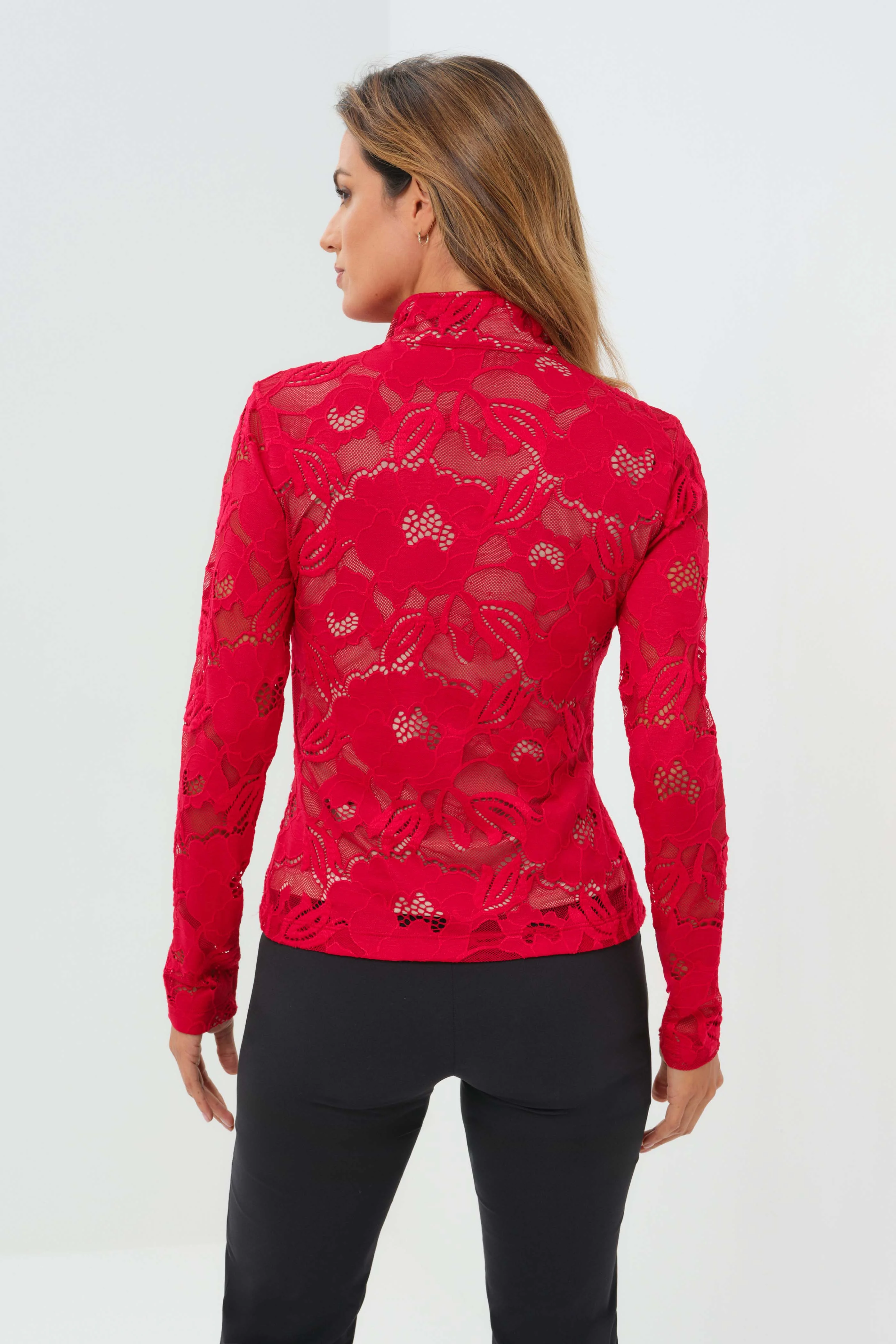 Lace Stacey 1/4 Zip Front Longsleeve Top - Image 3