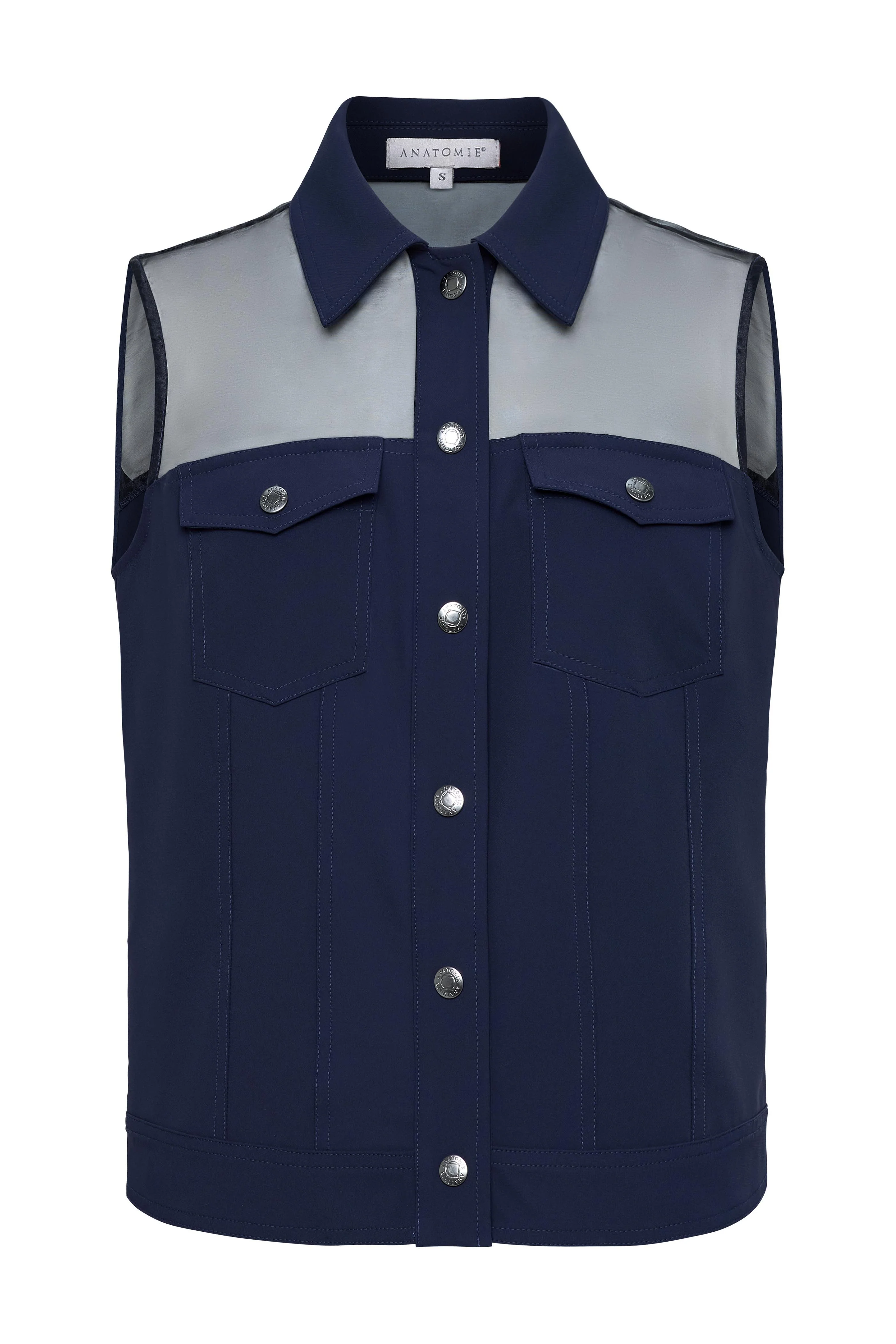 Lenox Organza & Performance Twill Sleeveless Trucker Vest - Image 10