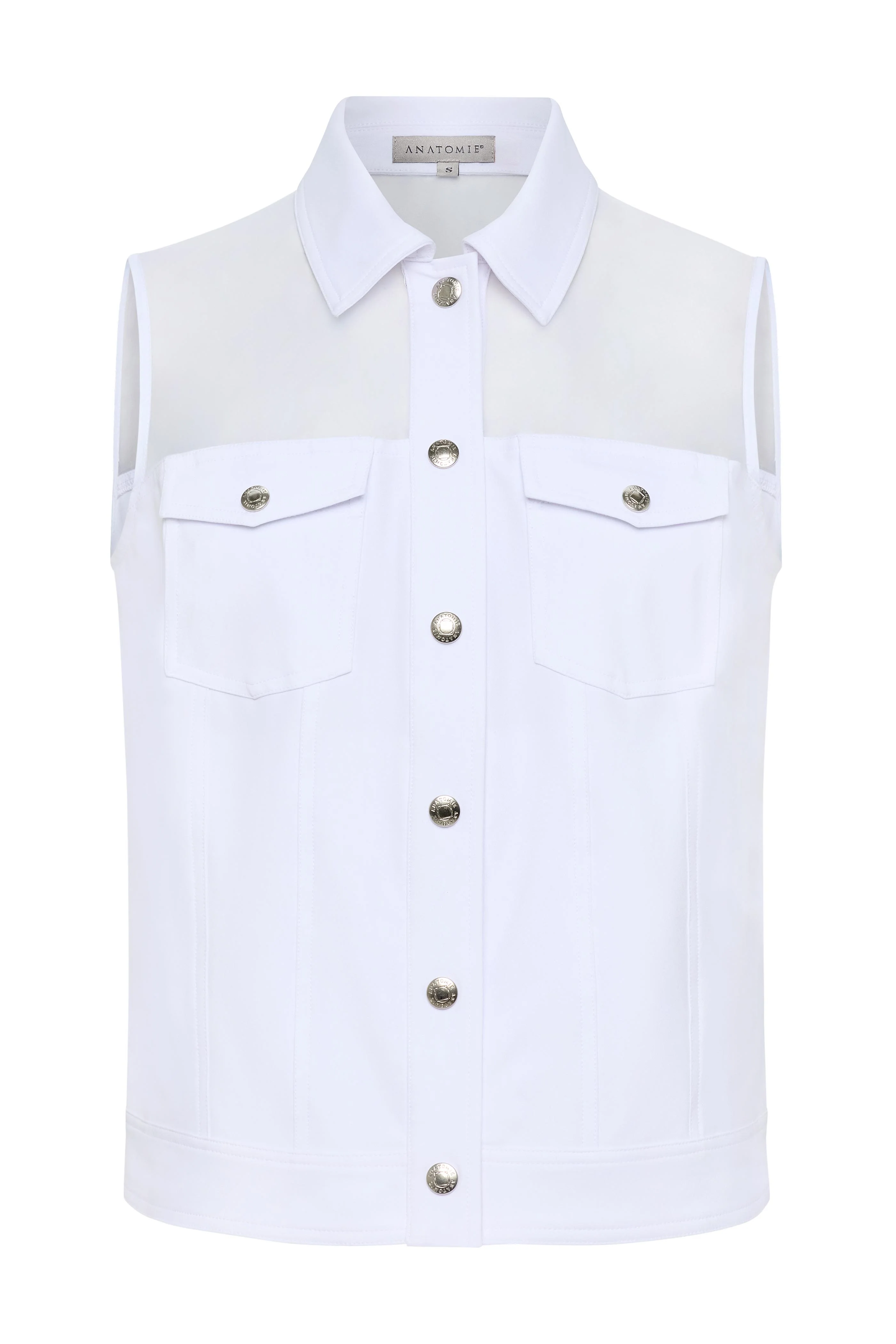 Lenox Organza & Performance Twill Sleeveless Trucker Vest - Image 4