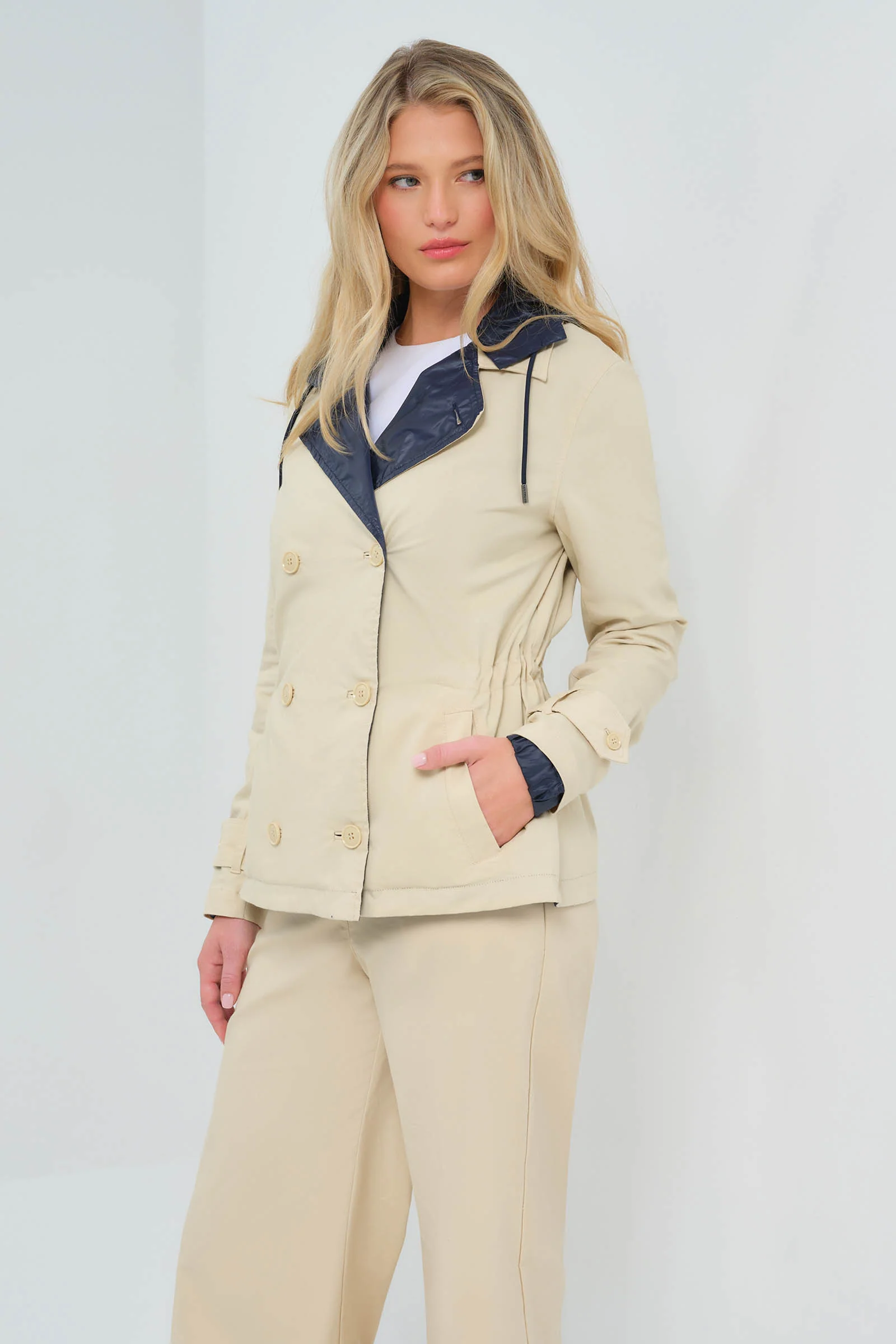 Lexie Performance Cotton & Nylon Reversible Trench Jacket - Image 2