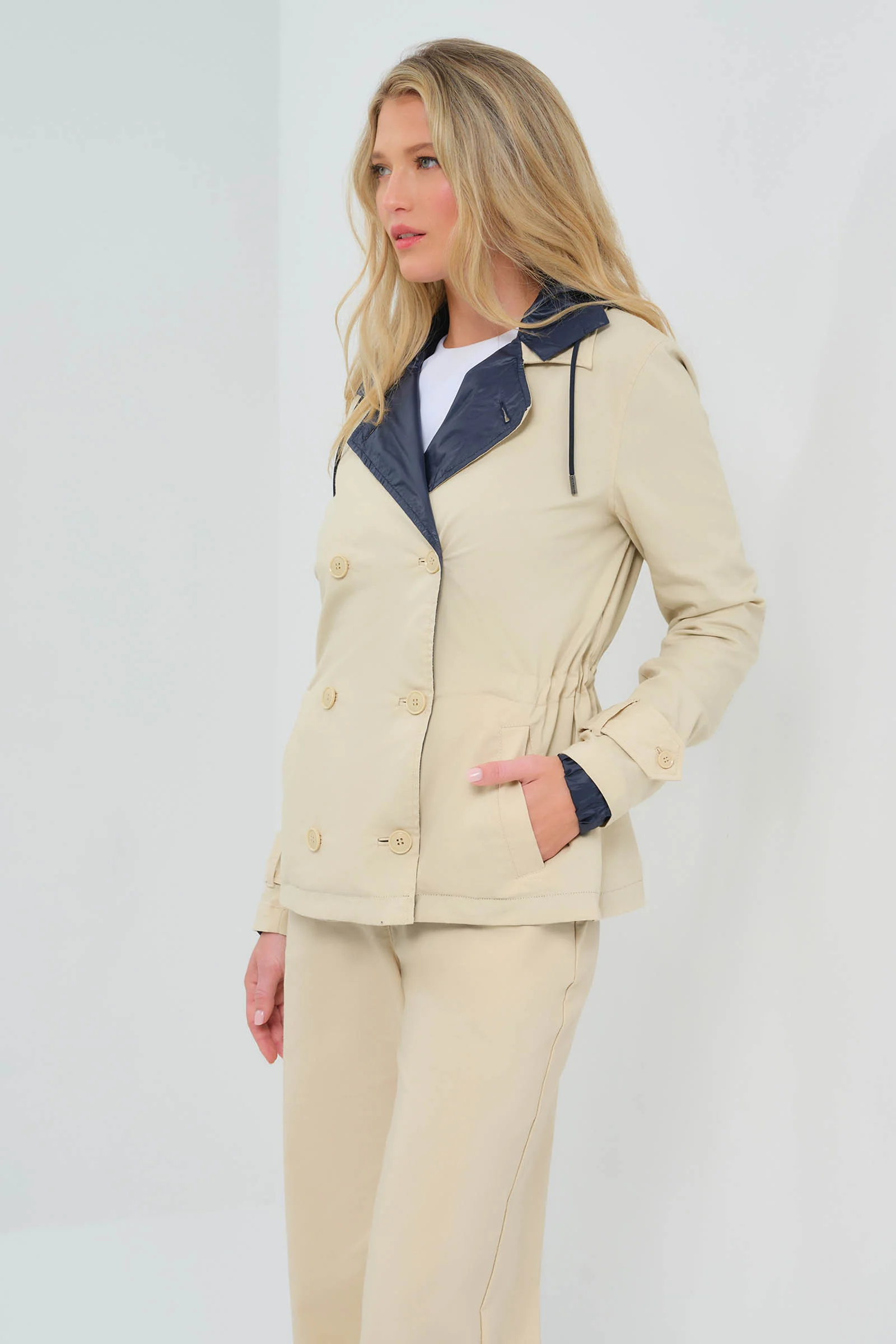 Lexie Performance Cotton & Nylon Reversible Trench Jacket - Image 4