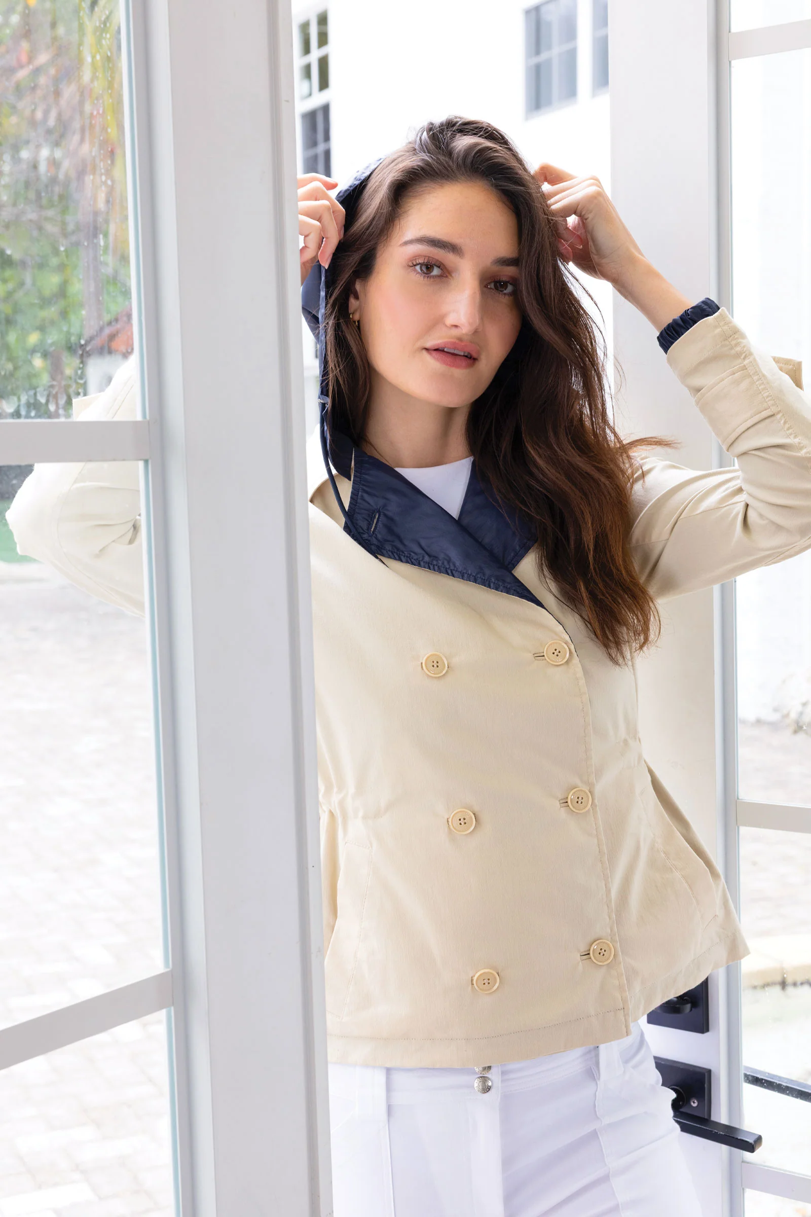 Lexie Performance Cotton & Nylon Reversible Trench Jacket - Image 8