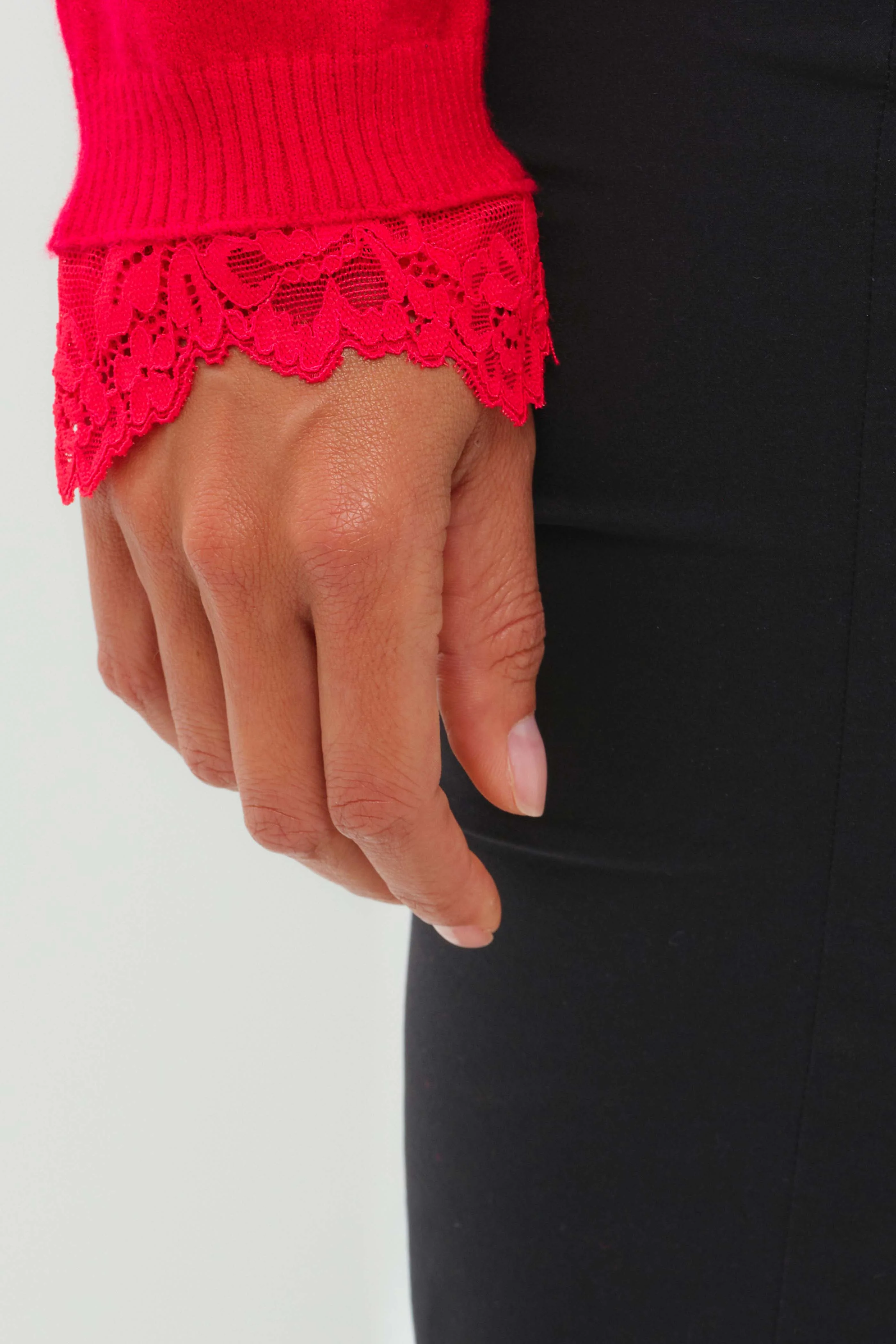 Passion Sweater Knit & Lace Crewneck with Back - Image 11