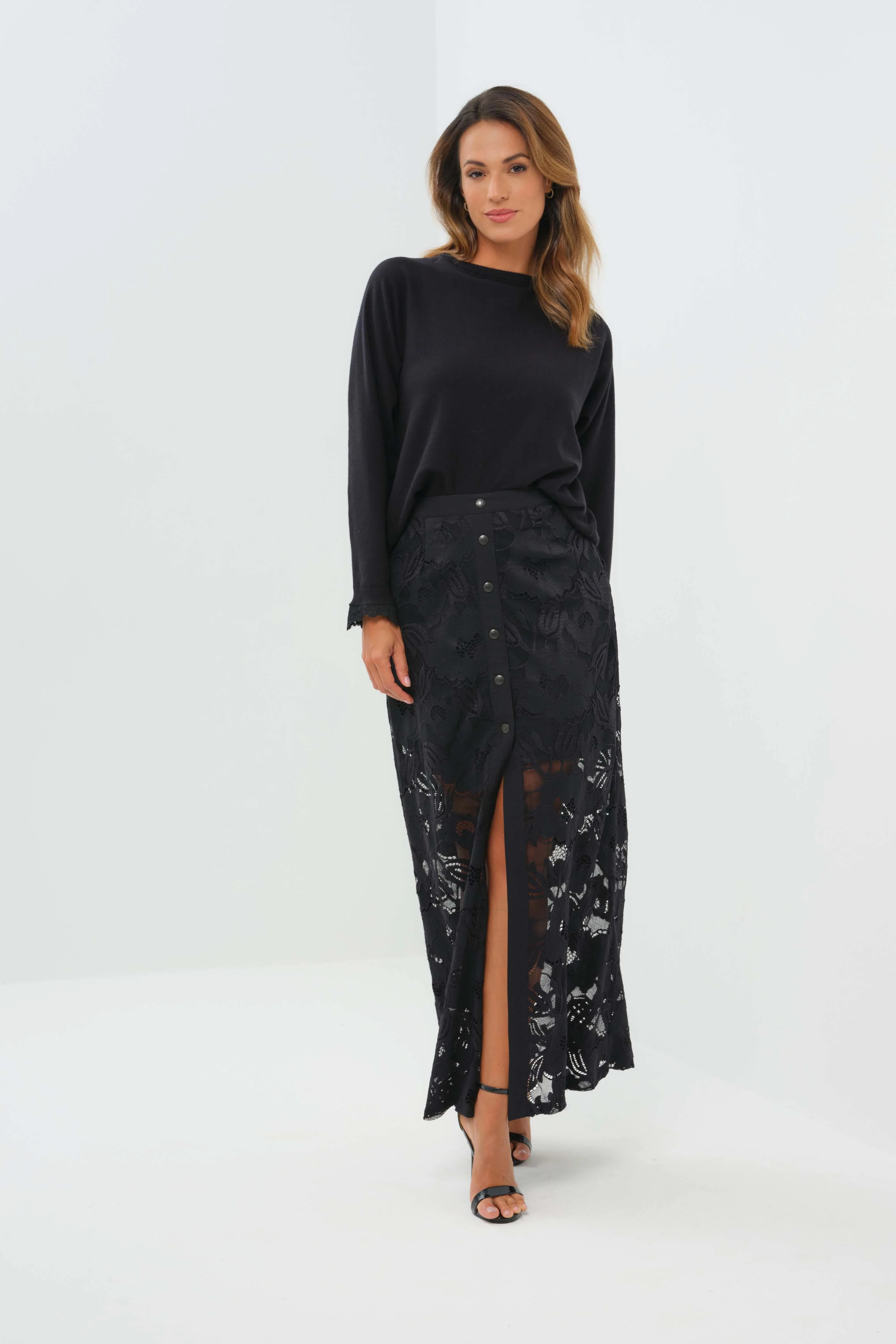 Passion Sweater Knit & Lace Crewneck with Back - Image 4