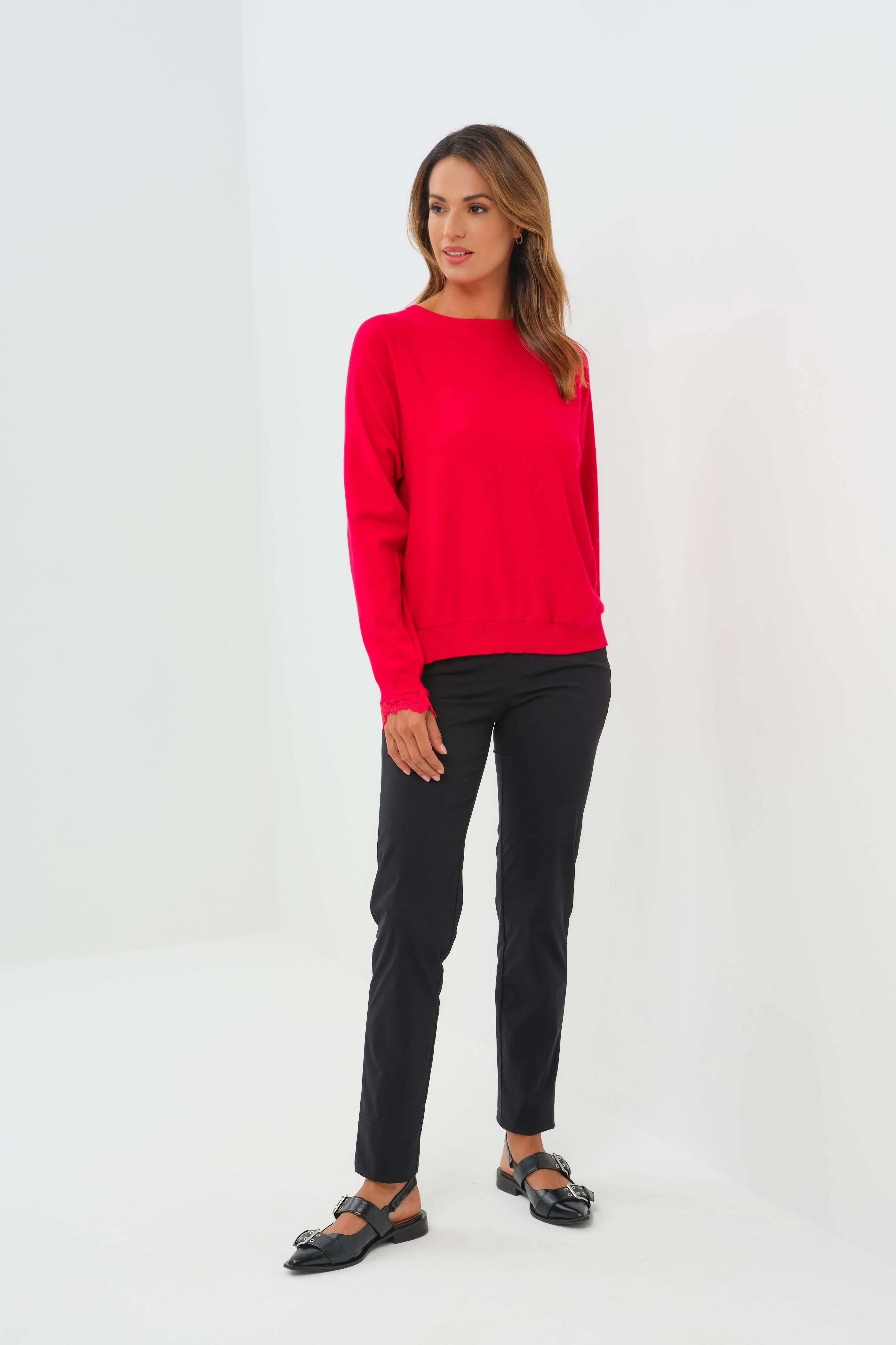 Passion Sweater Knit & Lace Crewneck with Back - Image 9