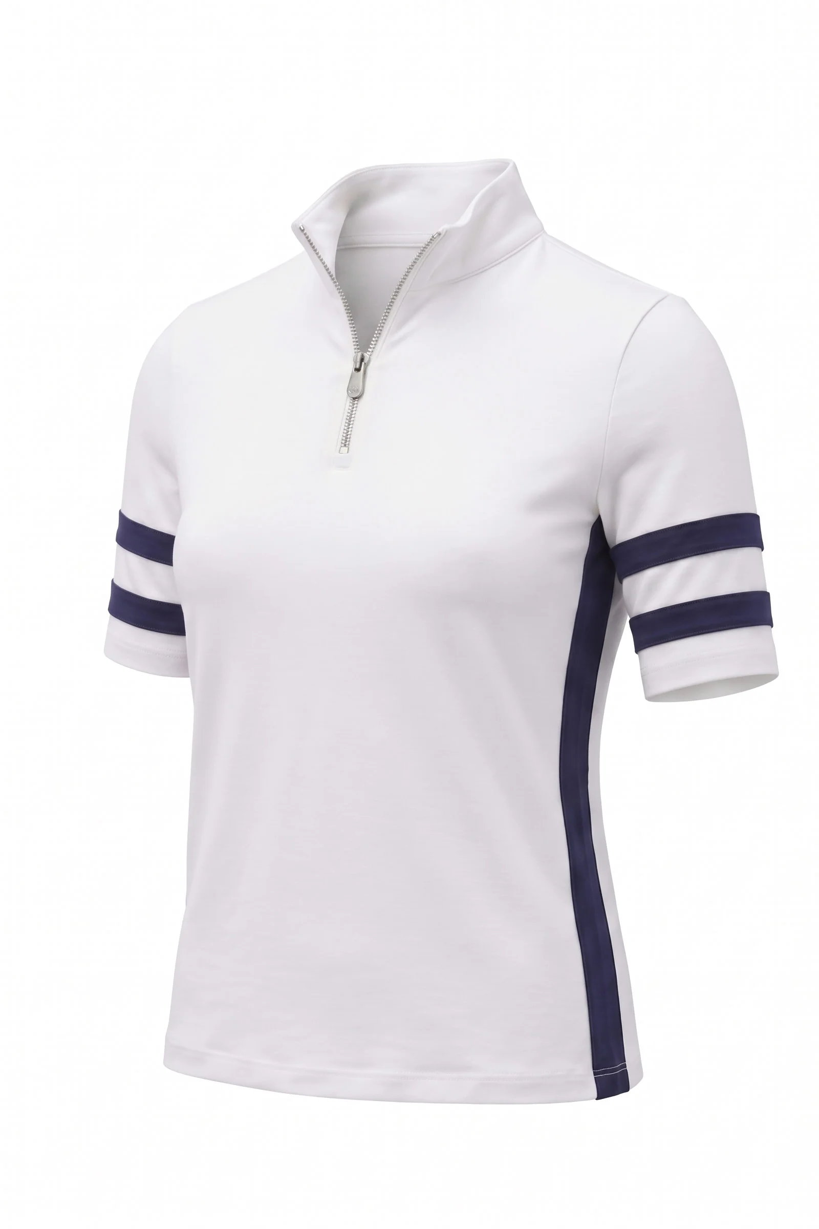 Serena Sport Striped Zip-Up Short Sleeve Top - Image 5