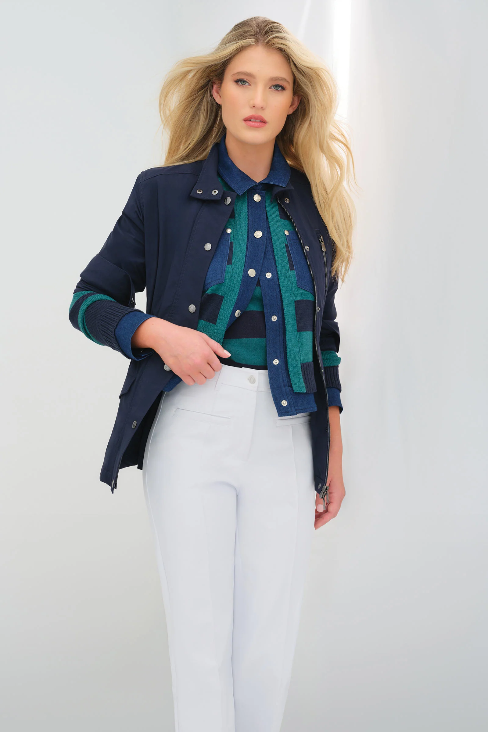 Sienna Sweater Knit & Performance Denim Trucker Jacket - Image 5