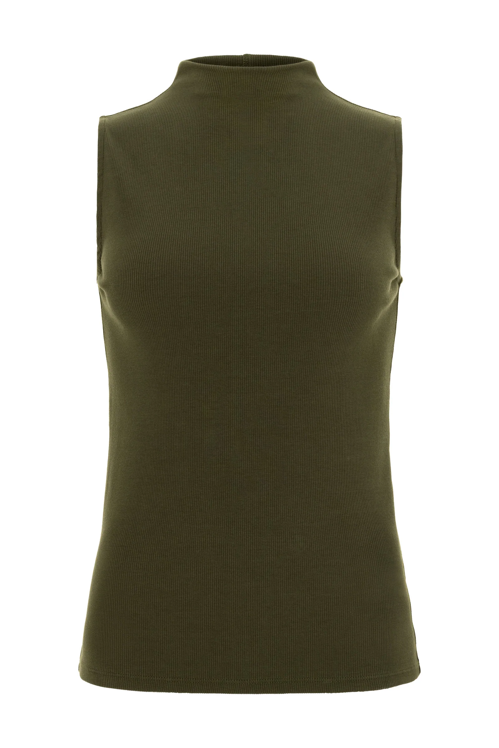 Siobhan Sleeveless High Neck Pima Rib Top - Image 10