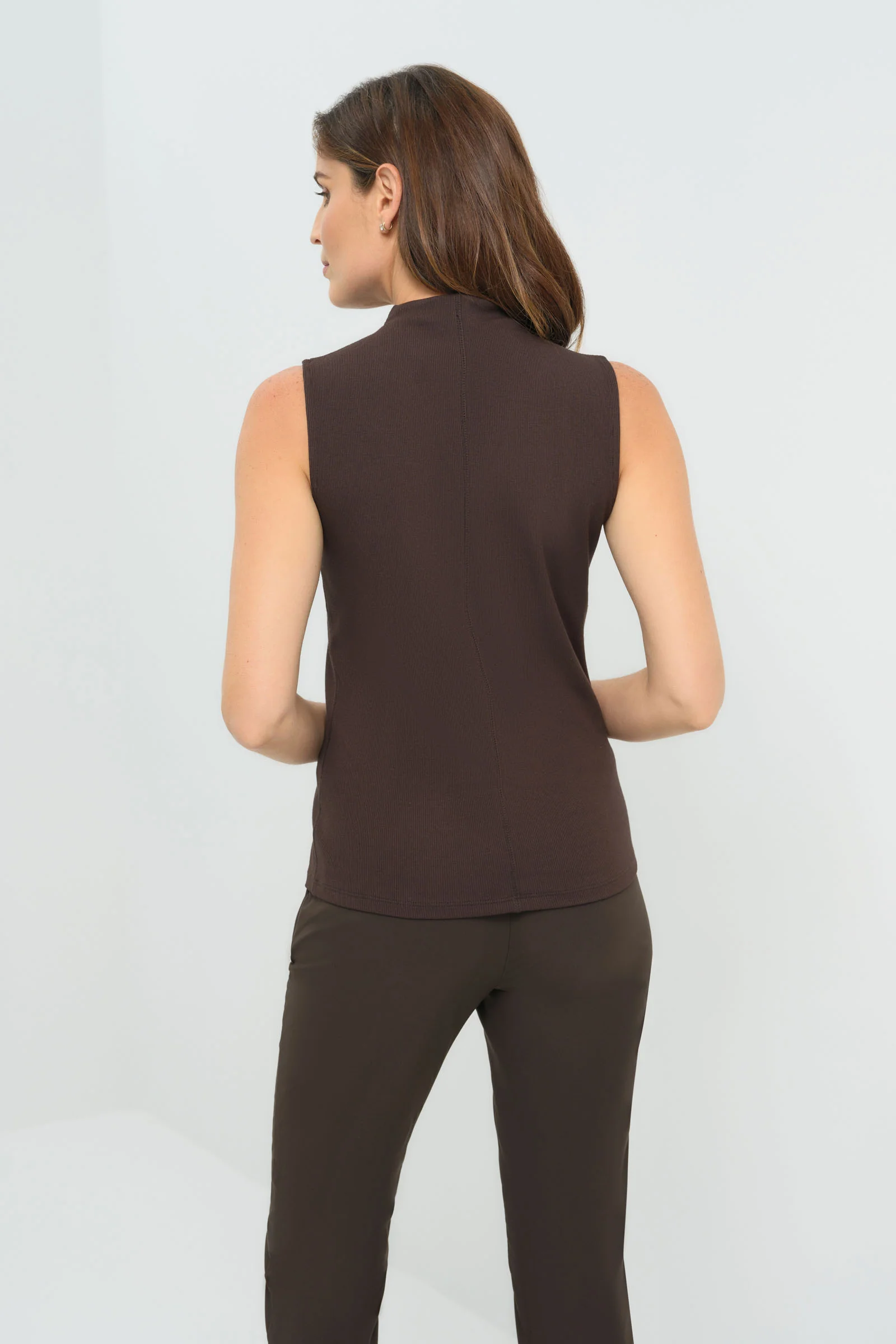 Siobhan Sleeveless High Neck Pima Rib Top - Image 5