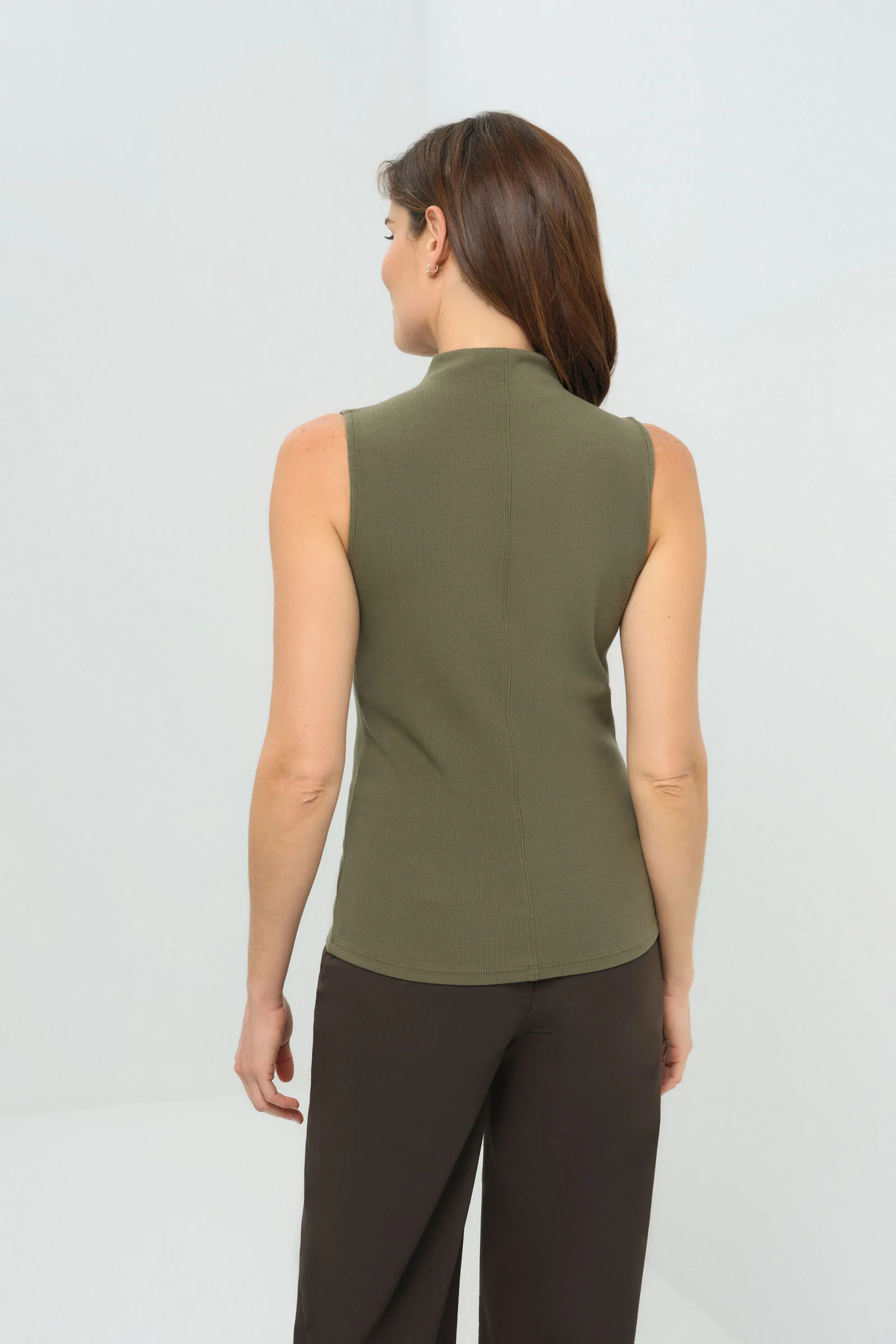 Siobhan Sleeveless High Neck Pima Rib Top - Image 9
