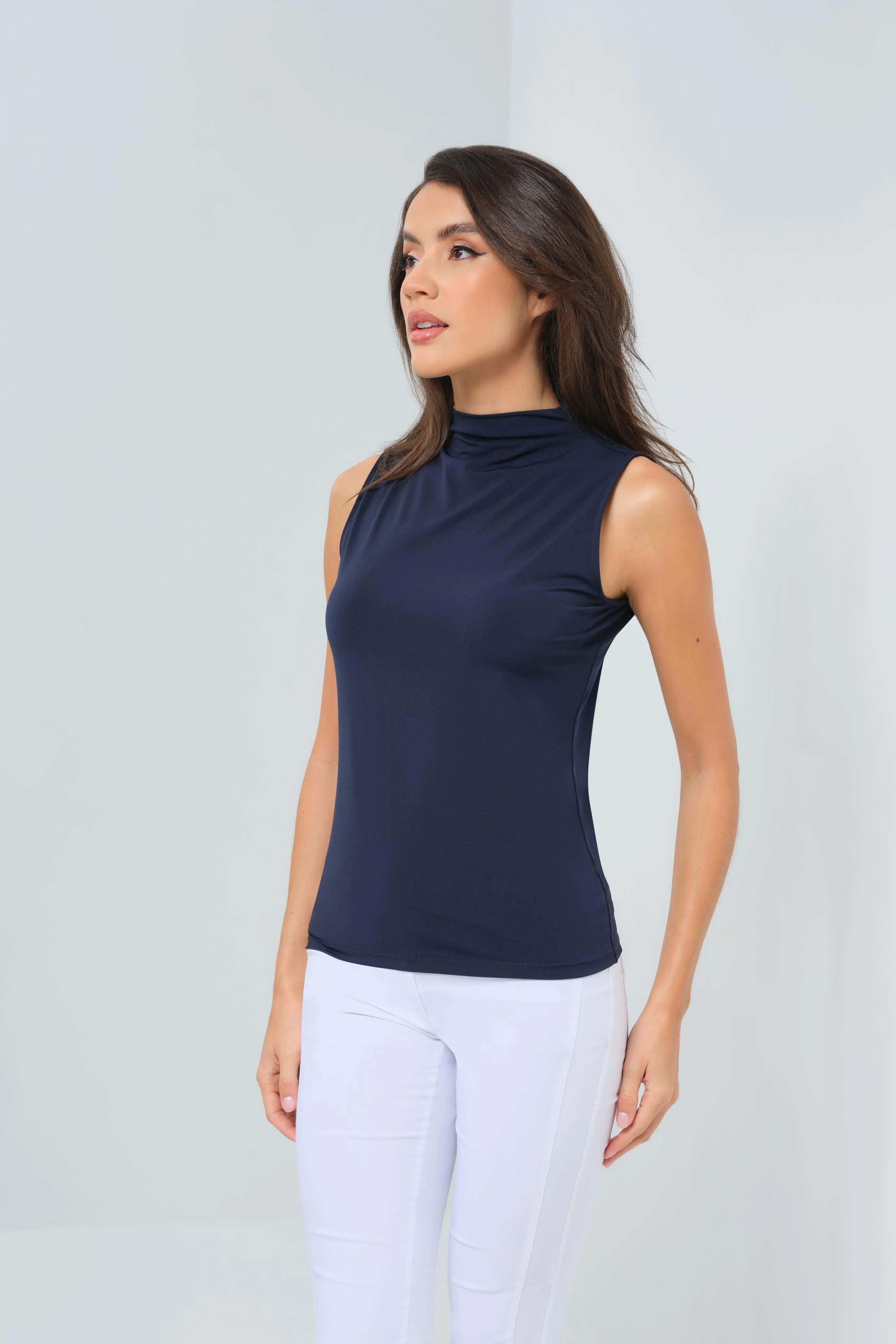 Siobhan Super Jersey Sleeveless High Neck Top - Image 3