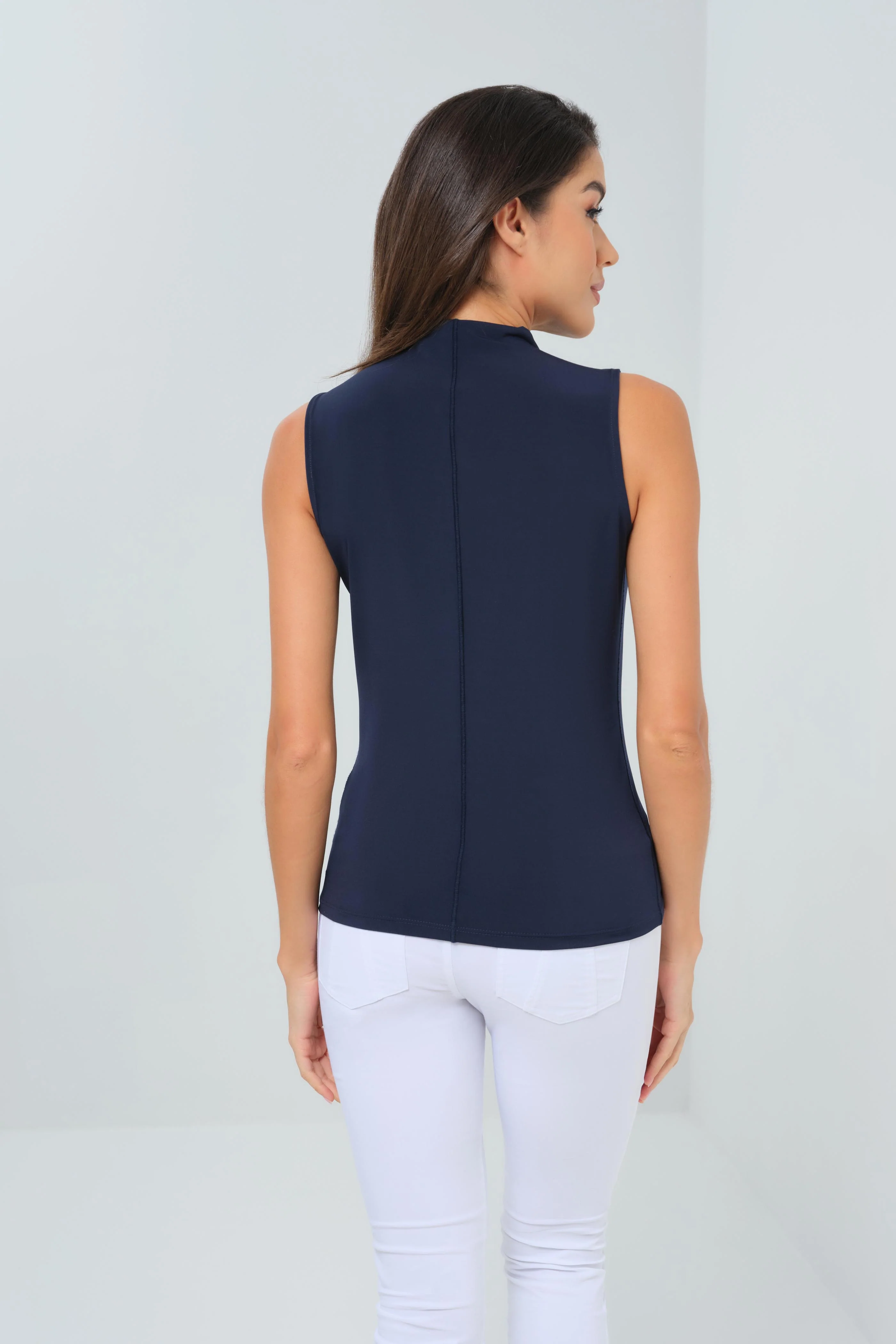 Siobhan Super Jersey Sleeveless High Neck Top - Image 4