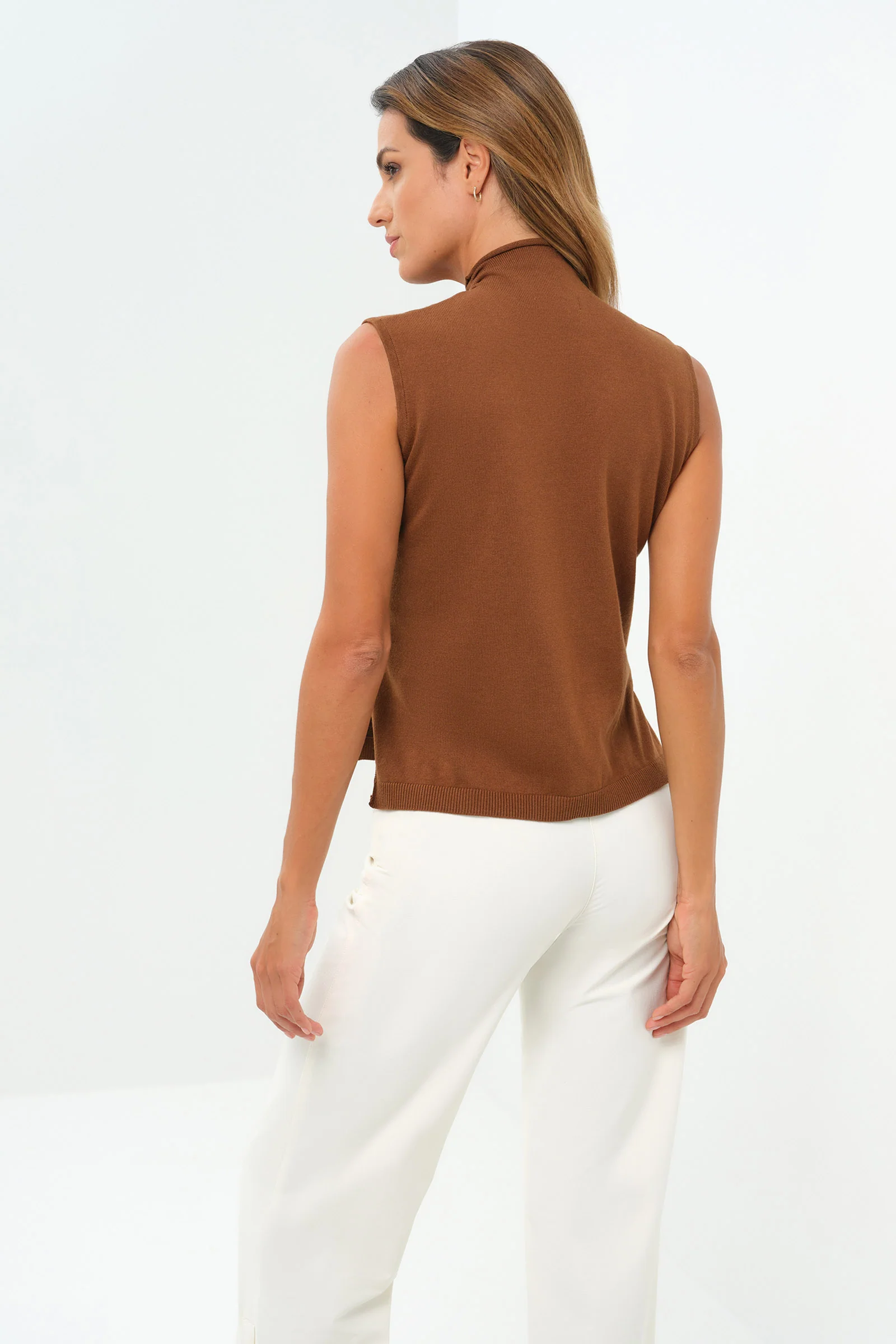 Viola Sweater Knit Sleeveless Button Down Top - Image 2